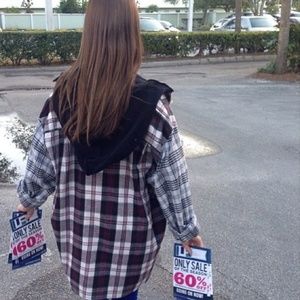 LF furst of a kind blue hooded flannel